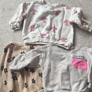 Zara Cream Sweatshirt with Pink Mushroom Print